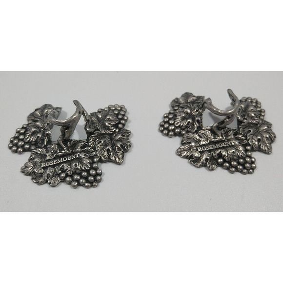 2 GRAPE Vines Wine Glass Stems Stamped Marked 95% THAILAND ROSEMOUNT Barware - Picture 1 of 4